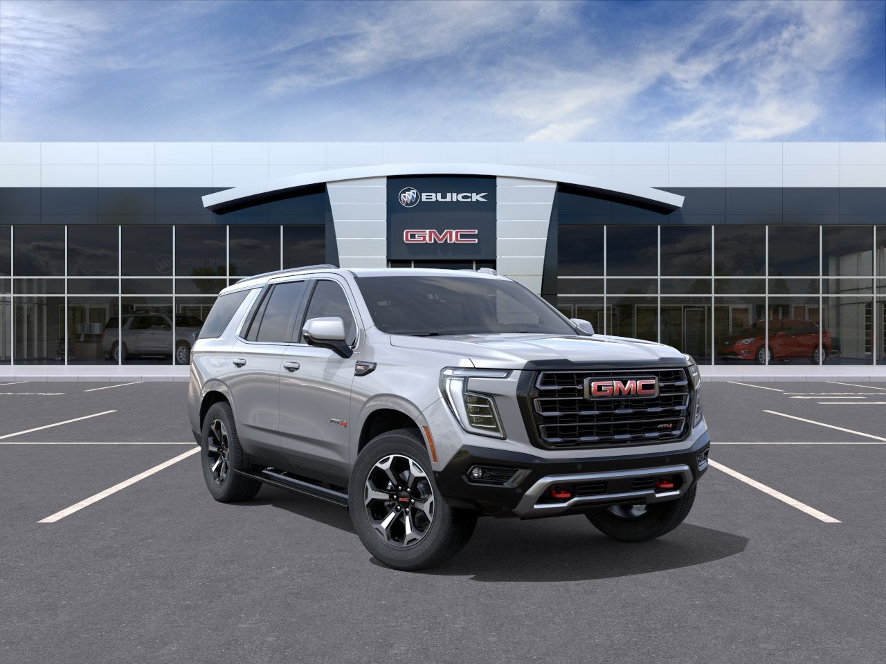 2026 GMC Yukon AT4 Ultimate in Sterling Metallic — front three-quarter view