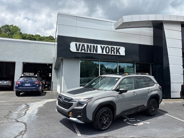 2026 Subaru FORESTER Wilderness in River Rock Pearl — front three-quarter view