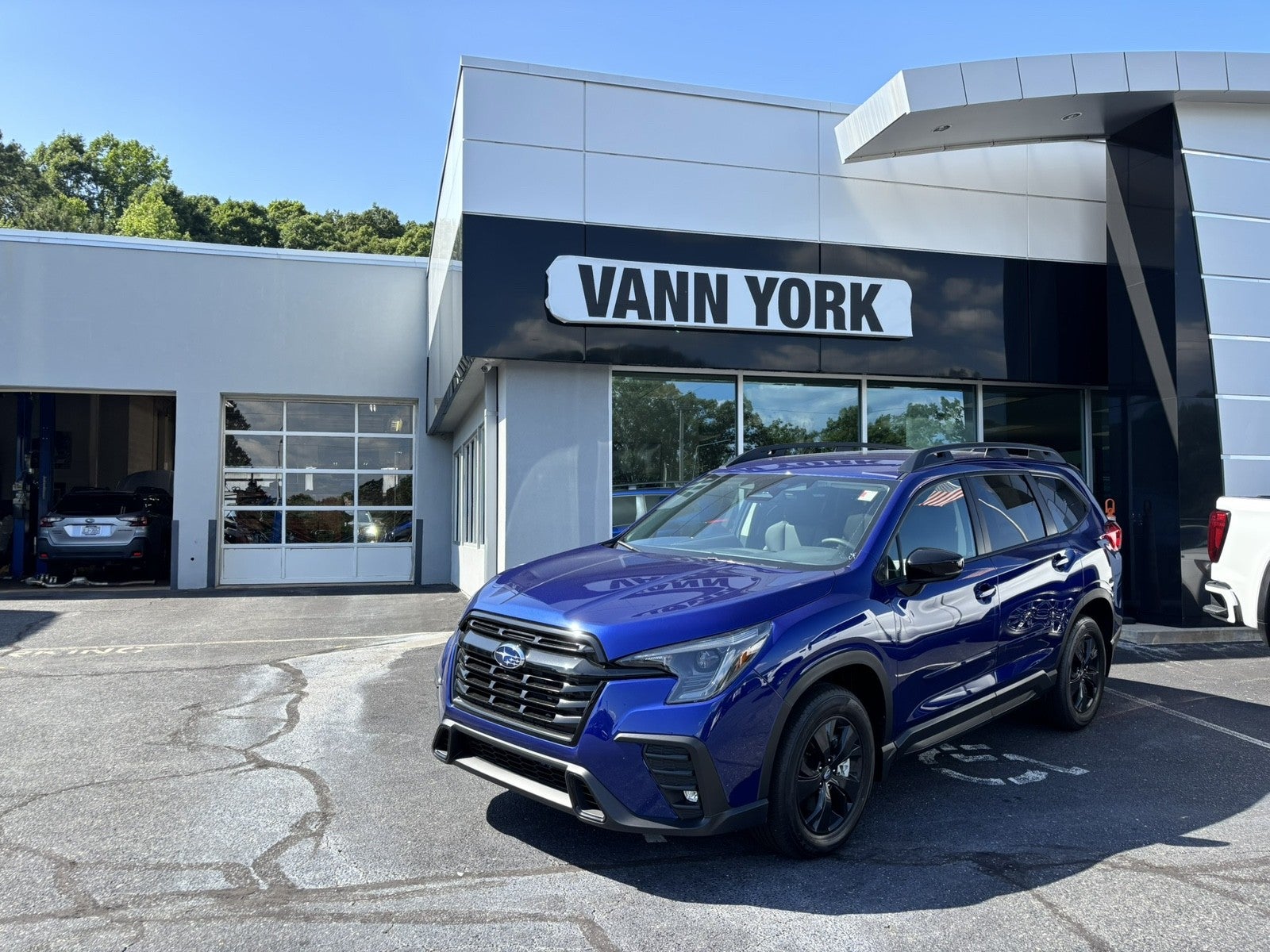 2026 Subaru ASCENT Premium 7-Passenger in Sapphire Blue Pearl — front three-quarter view