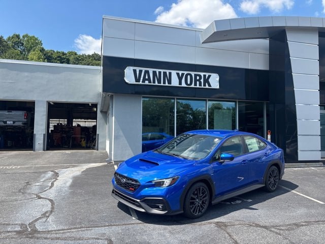 2026 Subaru WRX Premium in Wr Blue Pearl — front three-quarter view