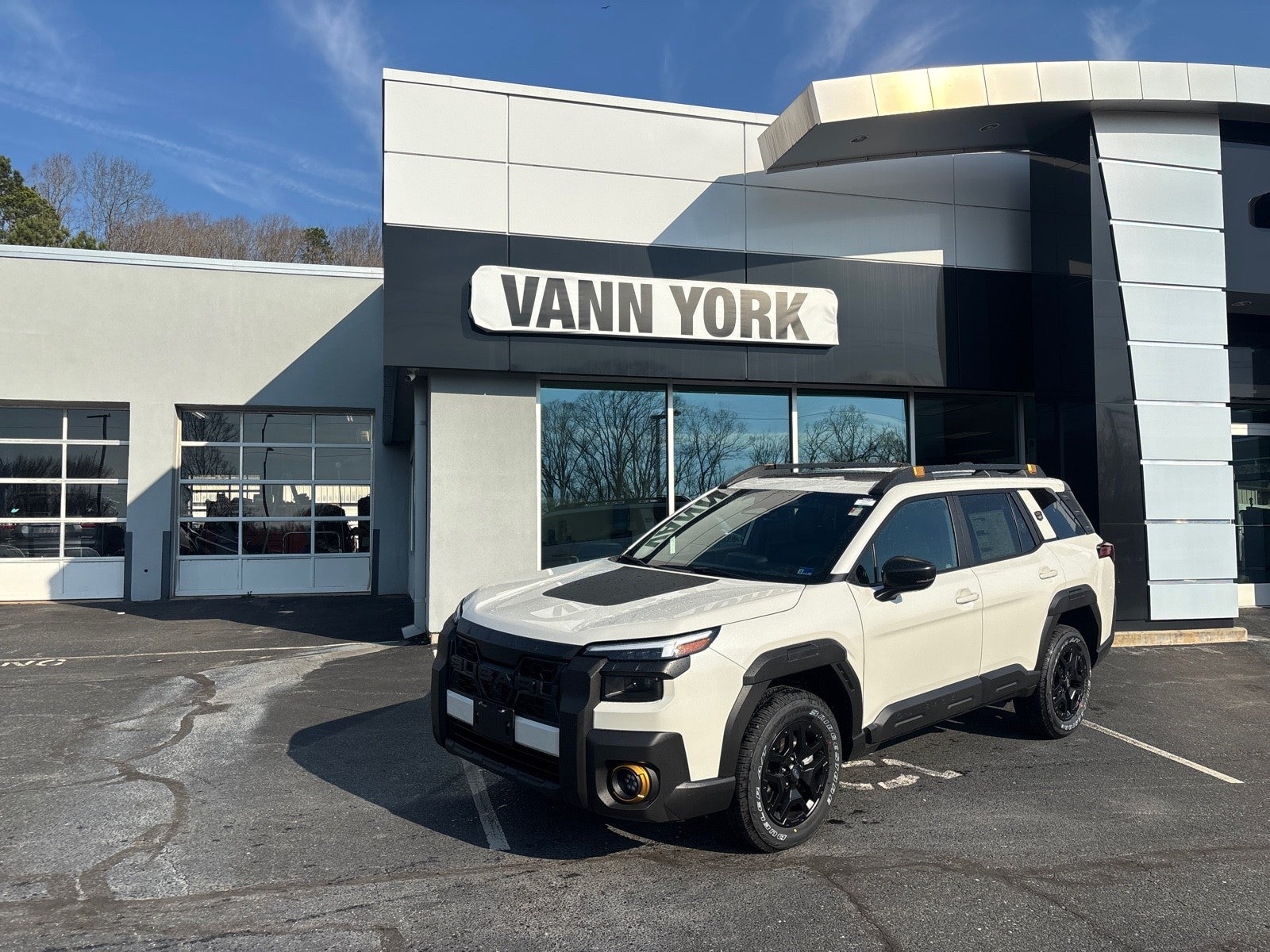 2026 Subaru OUTBACK Wilderness in Crystal White Pearl — front three-quarter view