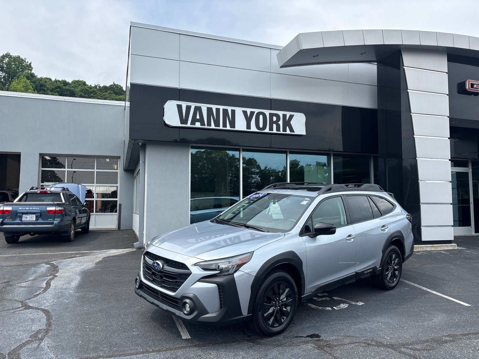 2024 Subaru Outback Onyx Edition in Ice Silver Metallic — front three-quarter view