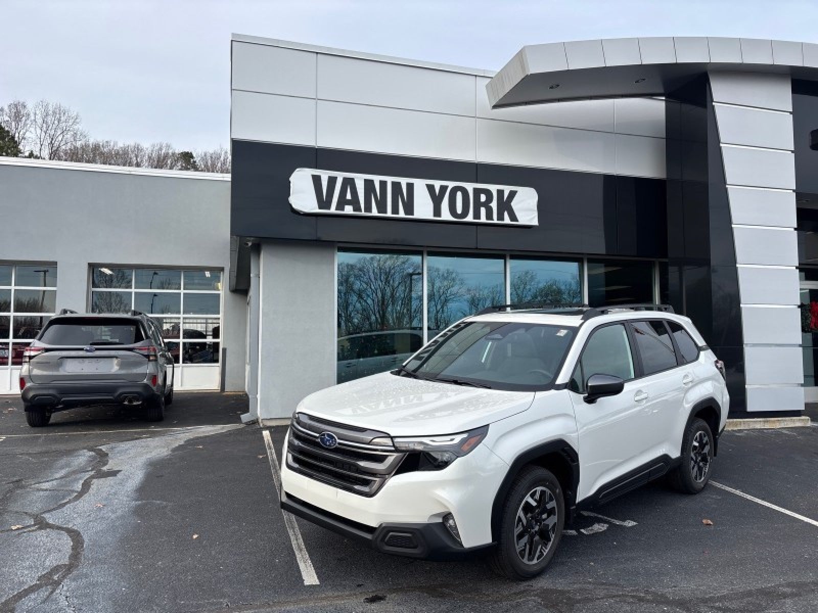2026 Subaru Forester Premium in Crystal Wht Prl — front three-quarter view